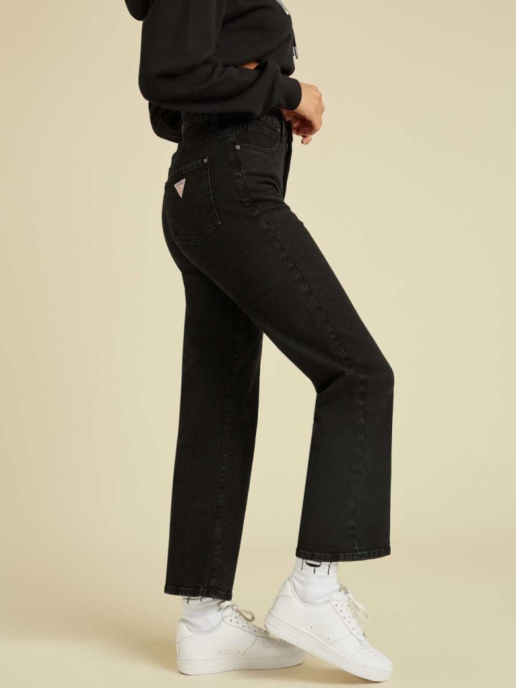 Black Wash Women's GUESS Originals Cropped Mom Jeans | USA30XZTKD