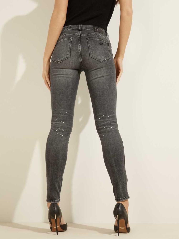 Black White Women's GUESS Eco Curve X Jeans | USA32JKIFV