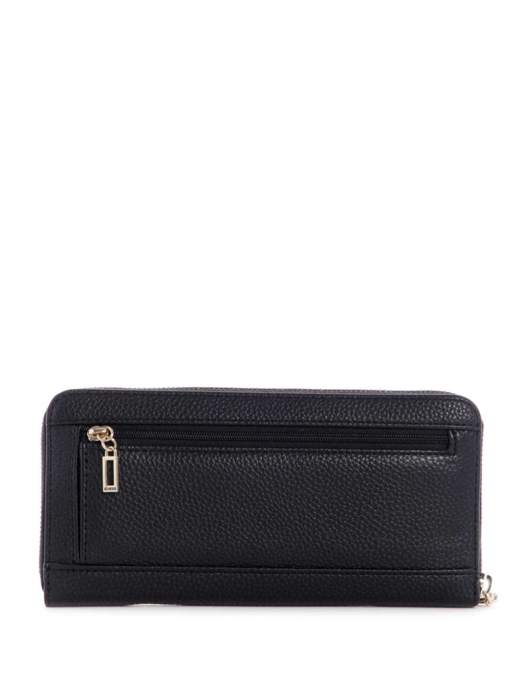 Black Women's GUESS Albury Large Zip-Around Wallets | USA43OHFPM