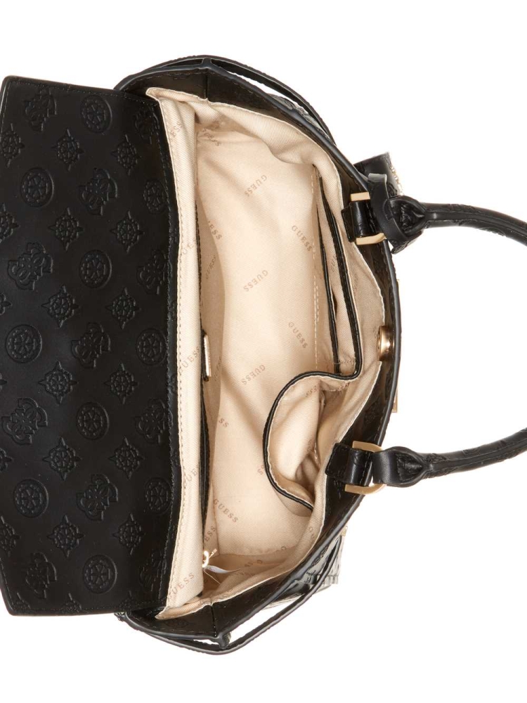 Black Women's GUESS Bea Society Satchels | USA91NATJX