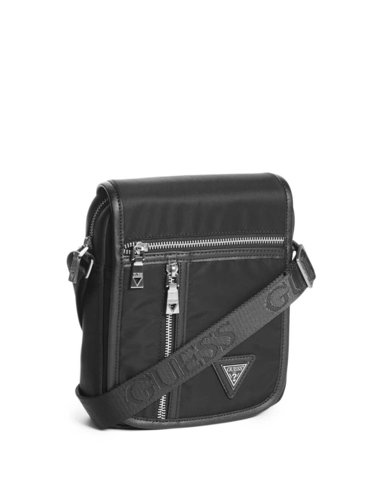 Black Women's GUESS Certosa Flap Crossbodies | USA74MCHXF