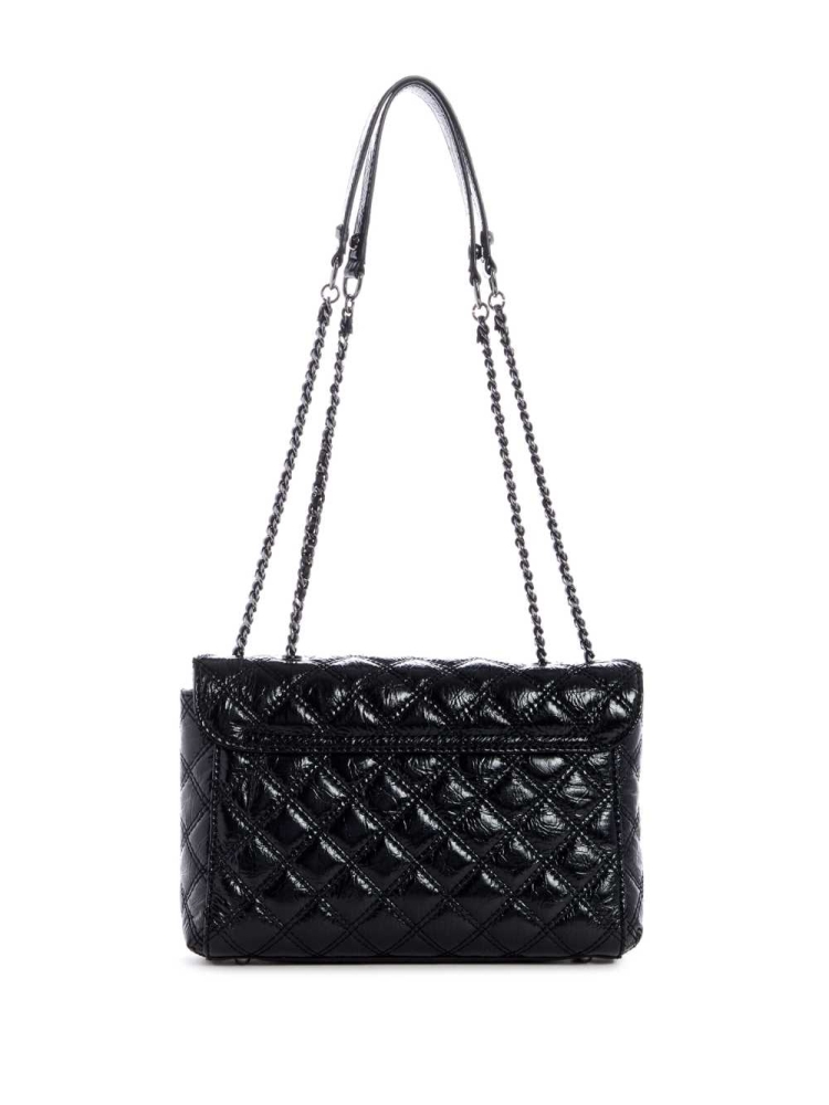 Black Women's GUESS Cessily Quilted Convertible Crossbodies | USA89ZGMAI