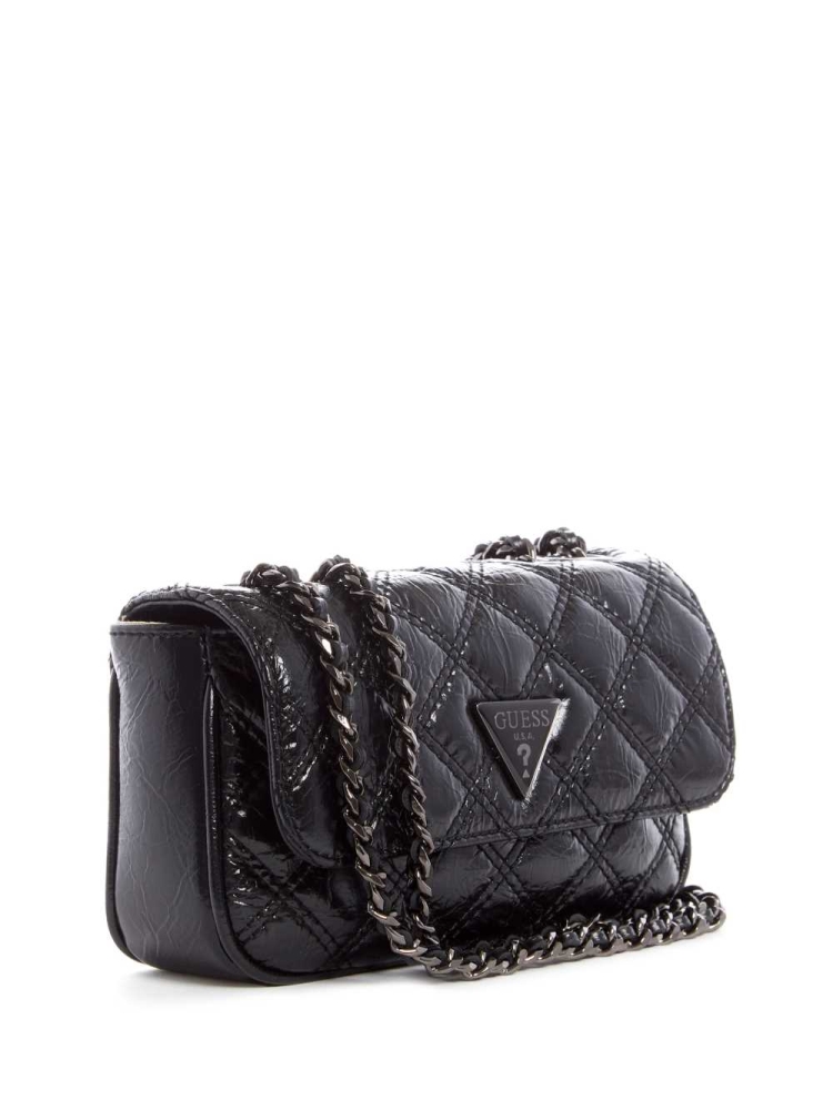 Black Women's GUESS Cessily Quilted Mini Convertible Crossbodies | USA21NCKPM