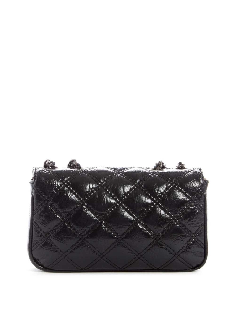 Black Women's GUESS Cessily Quilted Mini Convertible Crossbodies | USA21NCKPM