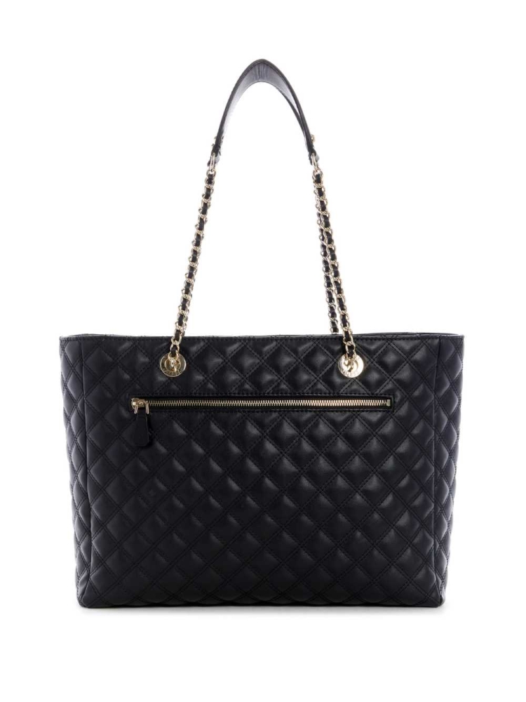 Black Women's GUESS Cessily Quilted Totes | USA01YCIHQ