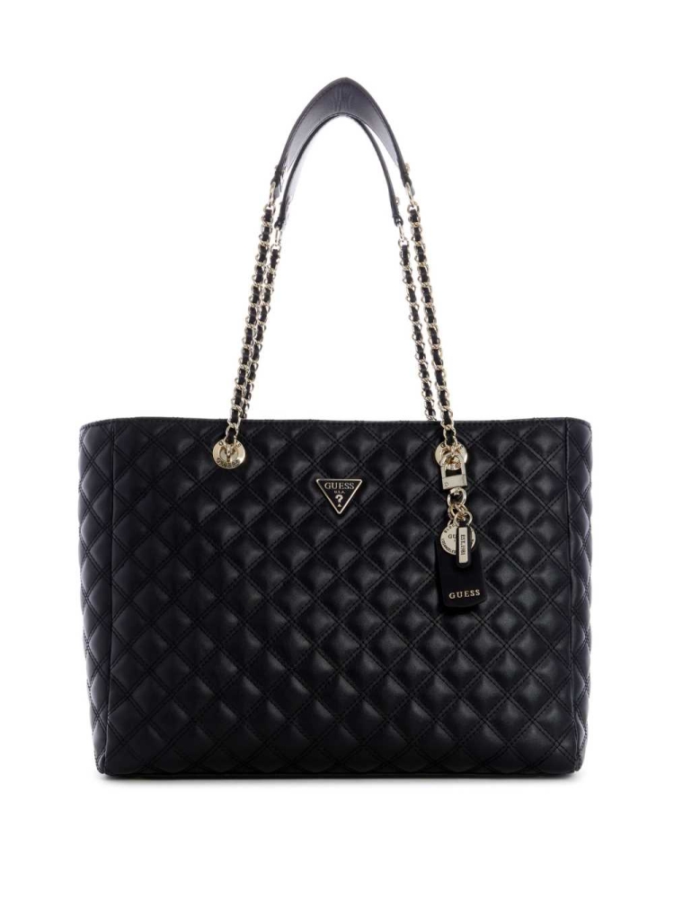 Black Women\'s GUESS Cessily Quilted Totes | USA01YCIHQ