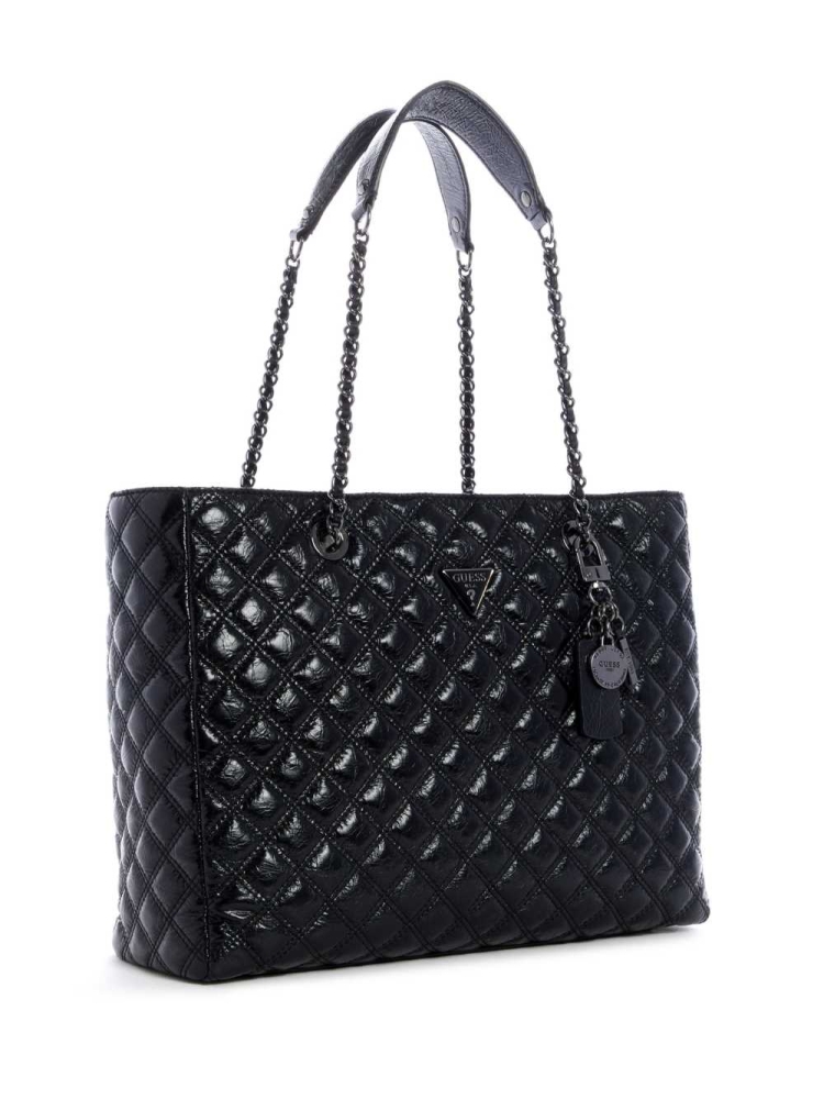 Black Women's GUESS Cessily Quilted Totes | USA16TZRVE