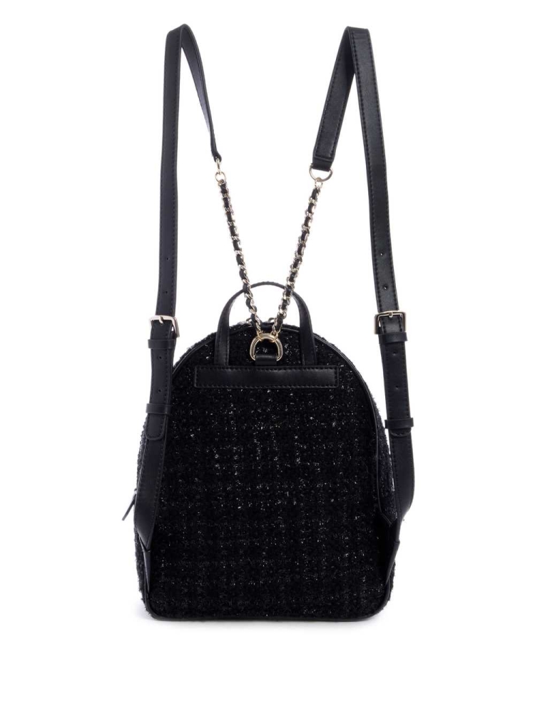 Black Women's GUESS Cessily Velvet Backpacks | USA45LCNUJ