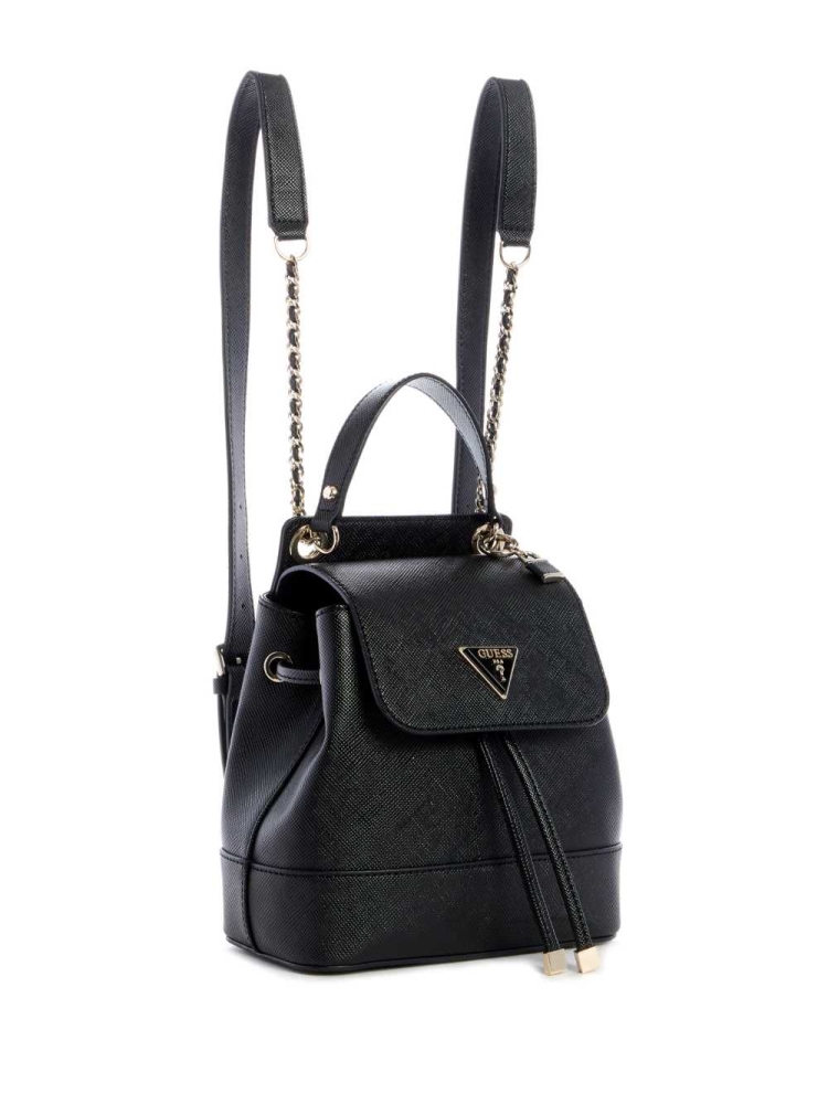 Black Women's GUESS Cordelia Convertible Backpacks | USA37MGKYF