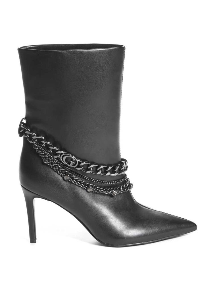 Black Women's GUESS Dasilde Chain Booties | USA04LZBGD