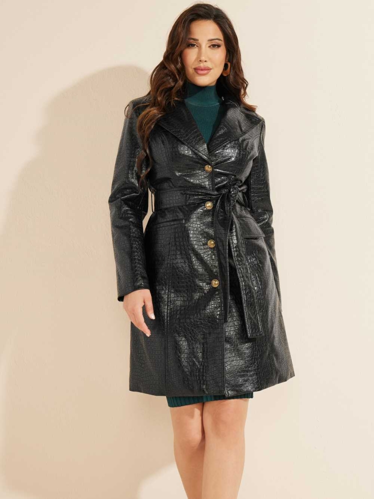 Black Women's GUESS Delia Trench Coats | USA95NYJAD