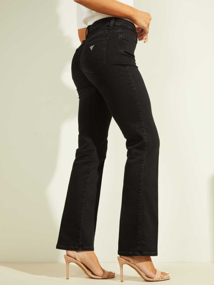 Black Women's GUESS Eco Mid-Rise Sexy Straight Leg Jeans | USA19GYLVP