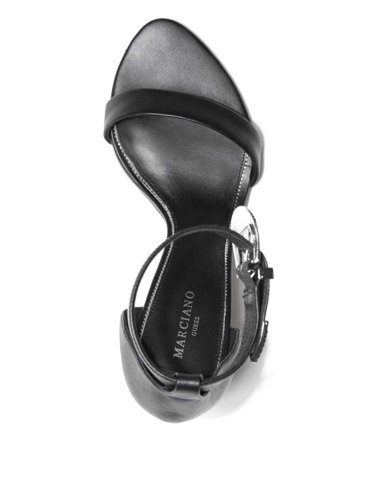 Black Women's GUESS Elin Buckle Heels Sandals | USA71WLHDC