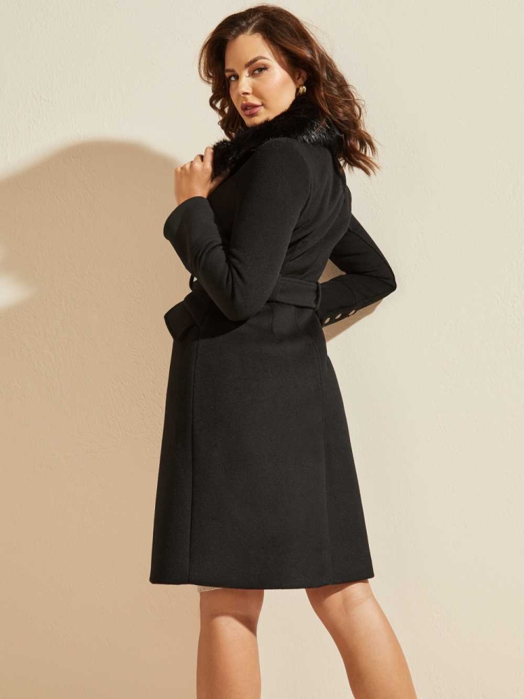 Black Women's GUESS Elly Wool Coats | USA12HQARN