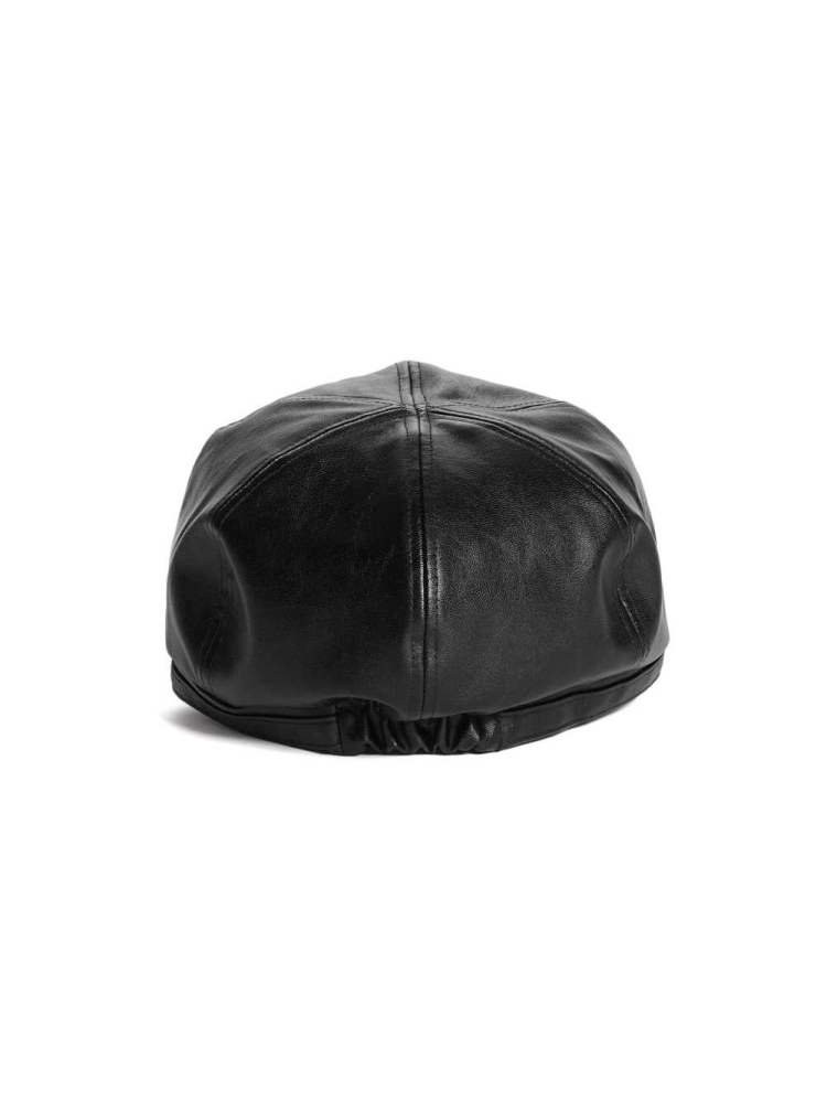 Black Women's GUESS Faux-Leather Cabbie Hats | USA95EQYVX