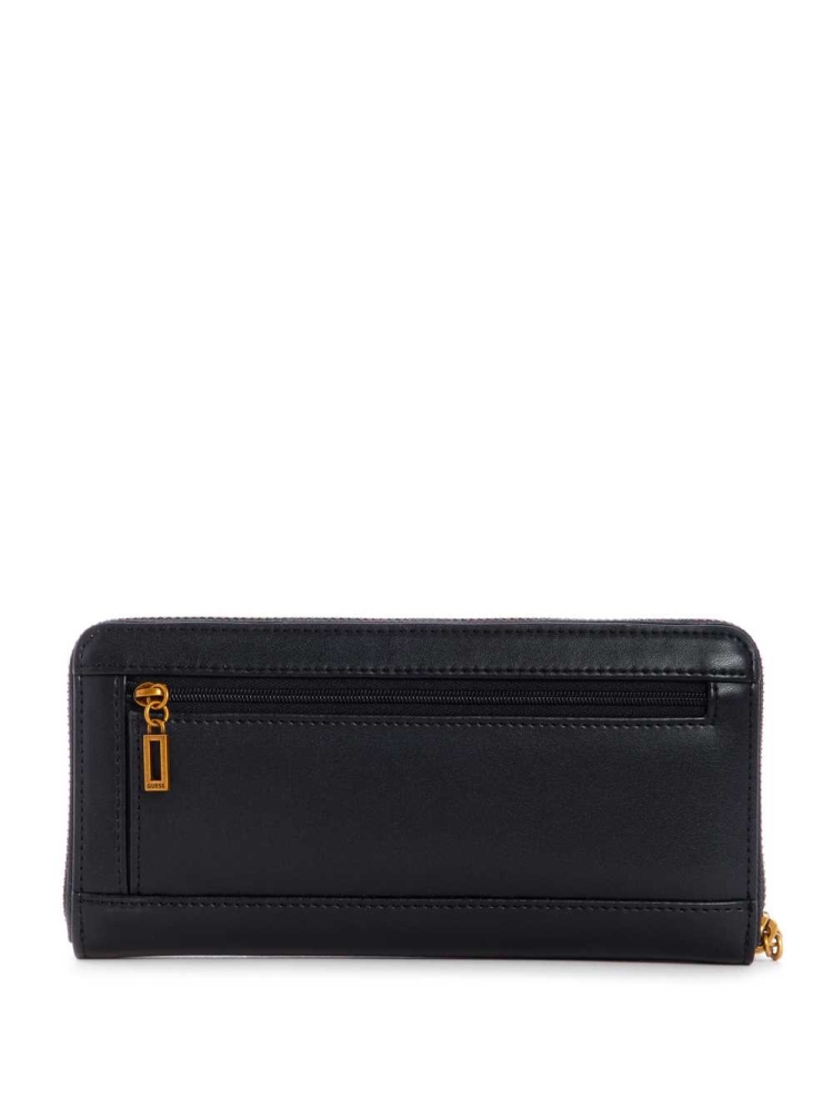 Black Women's GUESS Hensely Large Zip-Around Wallets | USA53OKANR