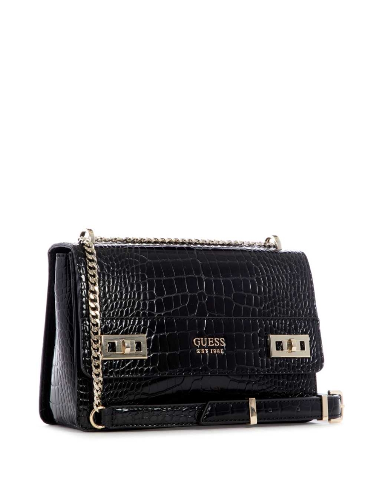 Black Women's GUESS Katey Convertible Crossbodies | USA69OEQXJ