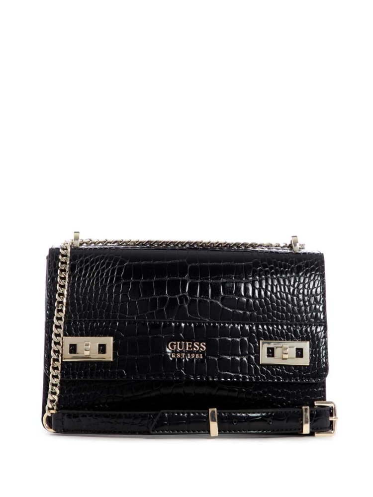 Black Women\'s GUESS Katey Convertible Crossbodies | USA69OEQXJ