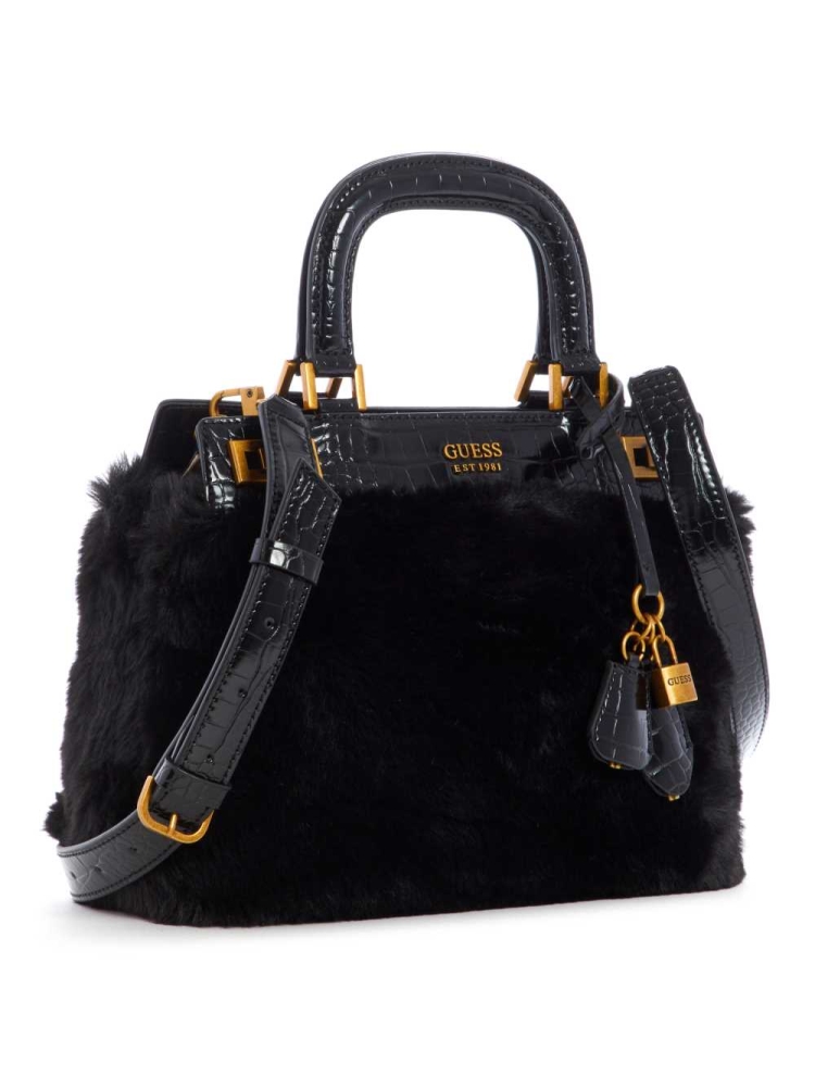 Black Women's GUESS Katey Luxe Satchels | USA68AWQPO