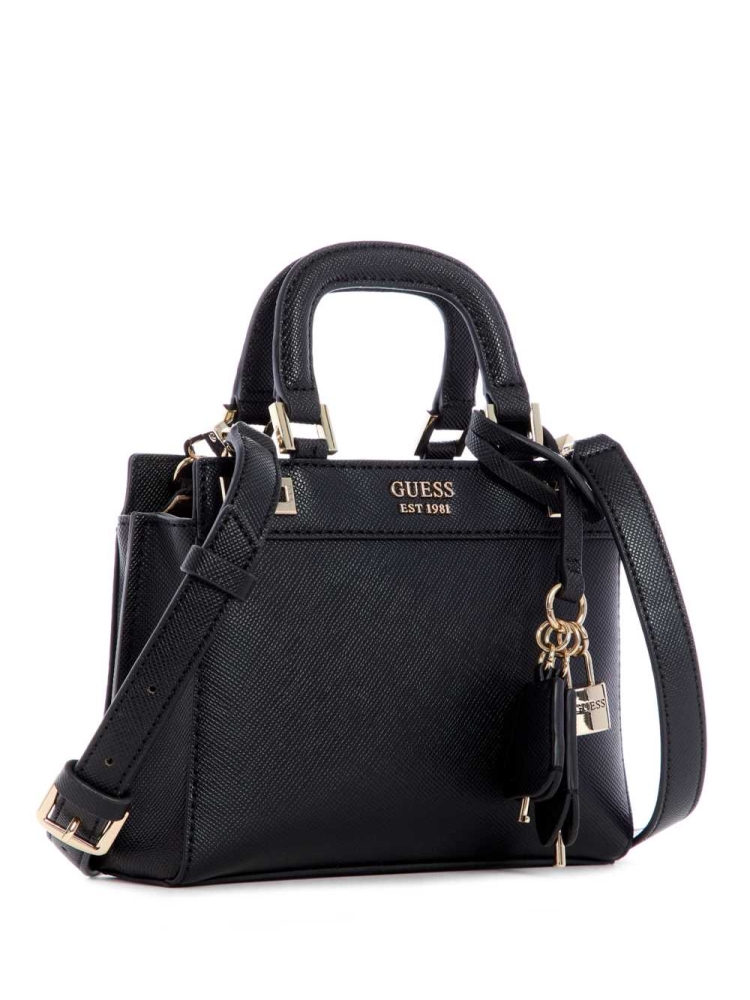 Black Women's GUESS Katey Mini Satchels | USA07LHIEY