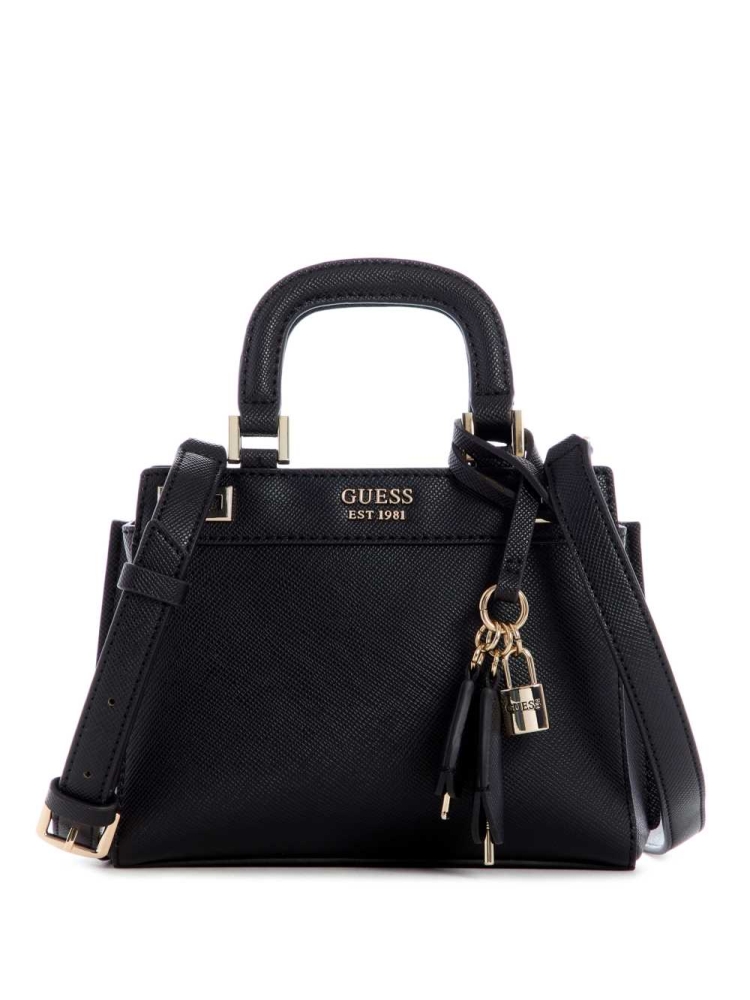 Black Women\'s GUESS Katey Mini Satchels | USA07LHIEY