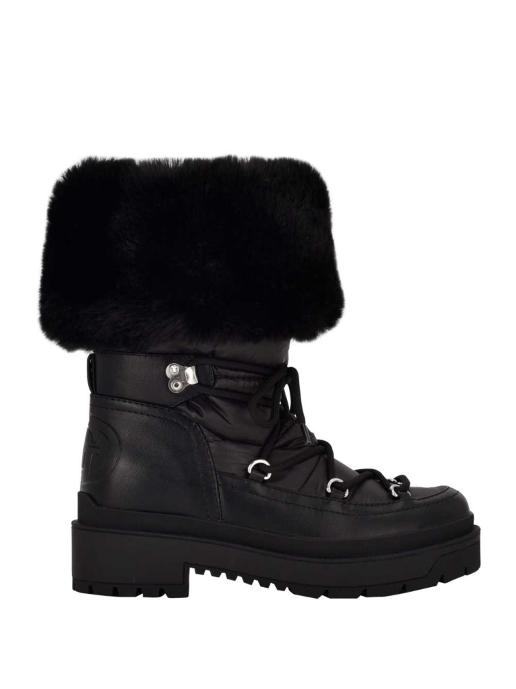 Black Women's GUESS Larya Faux-Fur Snow Boots | USA41XOMIJ