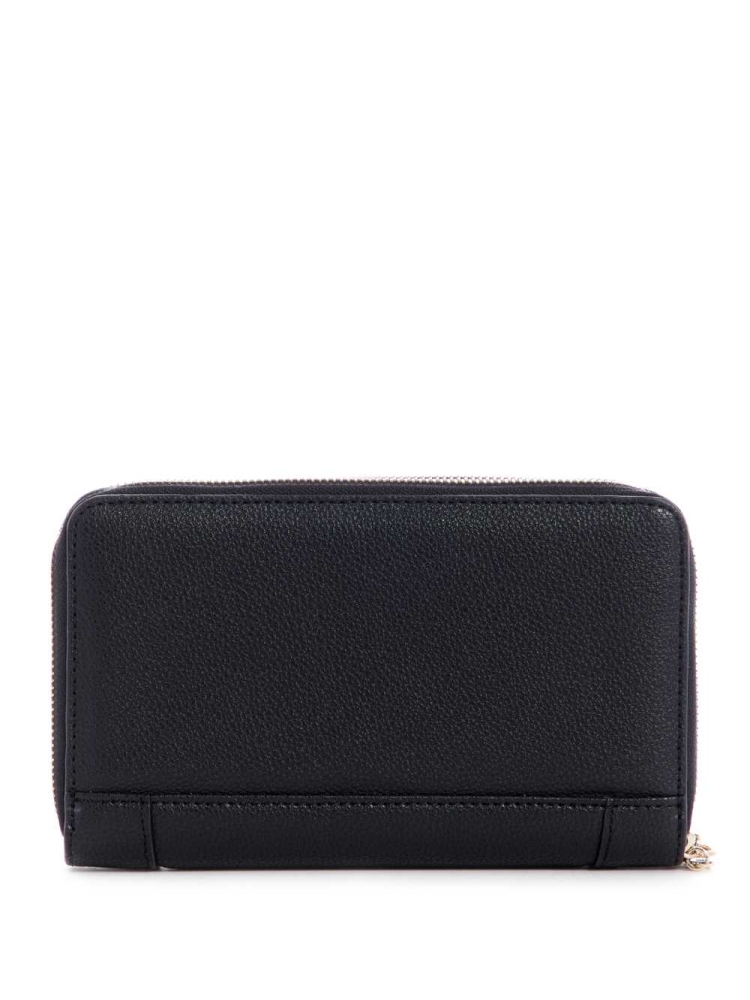 Black Women's GUESS Naya Double Zip Wristlet Wallets | USA36OWJYP