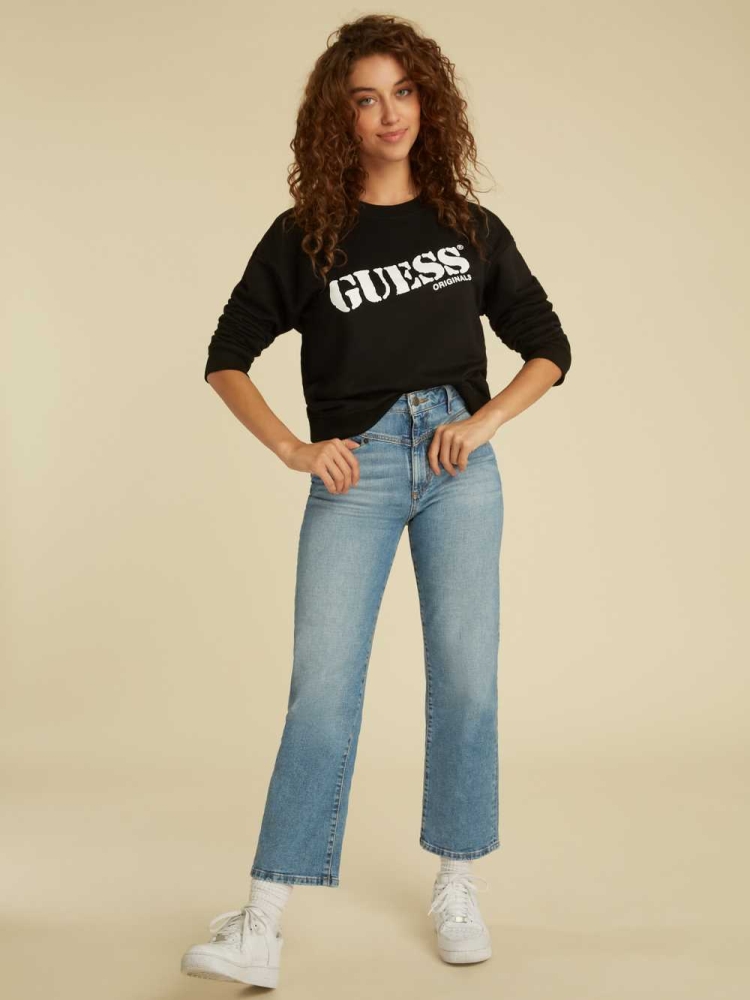 Black Women's GUESS Originals Kit Sweatshirt | USA52HNXPD