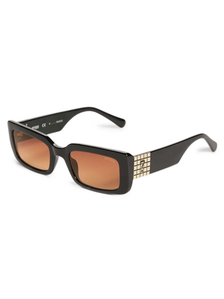 Black Women's GUESS Originals Rectangular Sunglasses | USA52JTQIZ