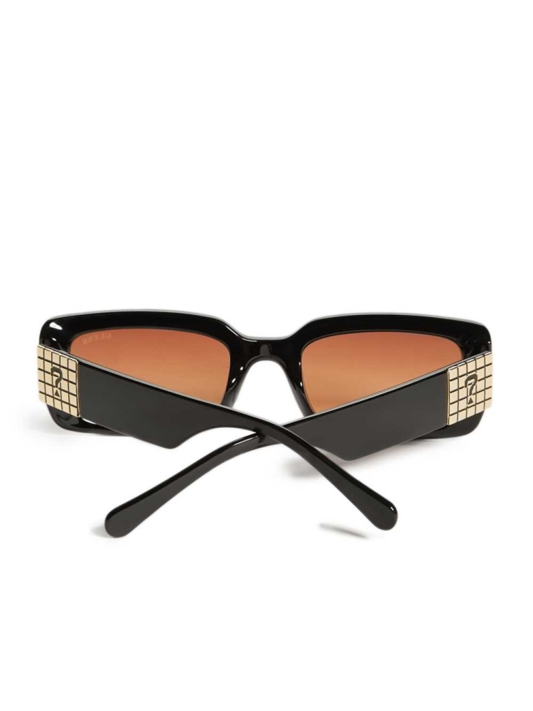 Black Women's GUESS Originals Rectangular Sunglasses | USA52JTQIZ