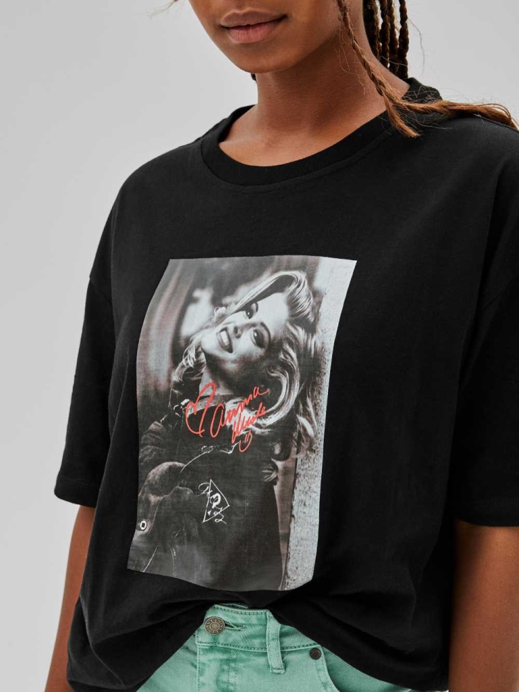 Black Women's GUESS Originals x Anna Nicole Smith T-Shirts | USA84DNITX