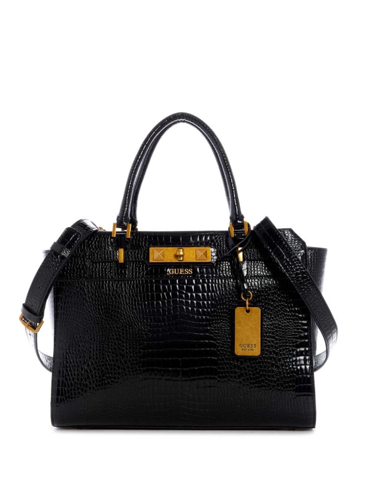 Black Women\'s GUESS Raffie Carryall Crossbodies | USA95WEMIH