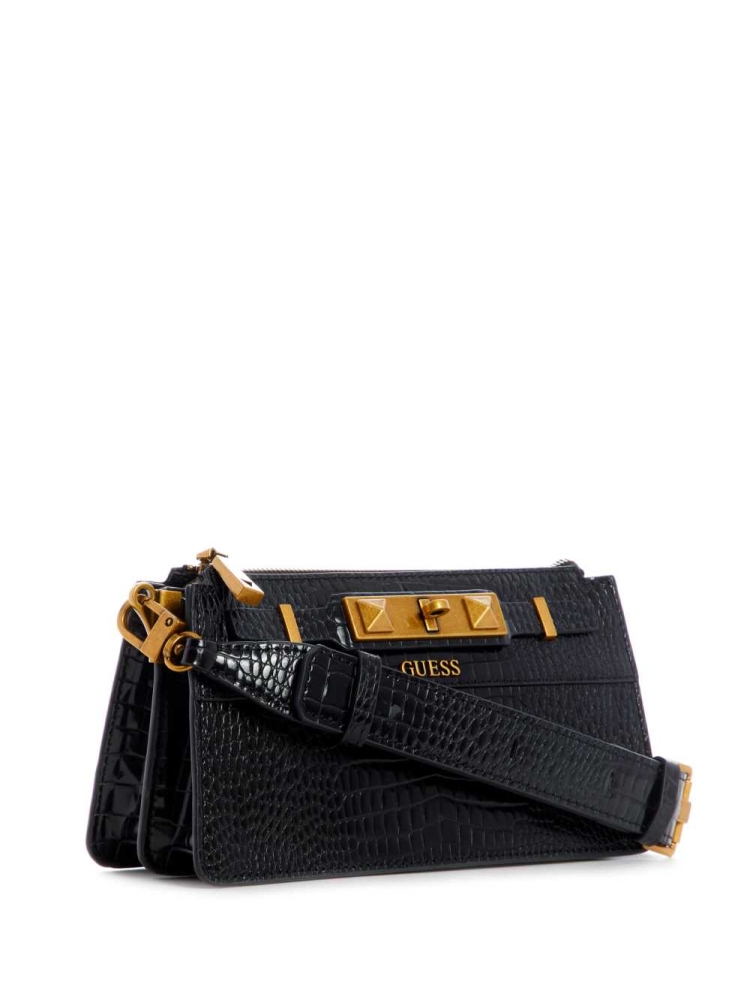 Black Women's GUESS Raffie Mini Crossbodies | USA14ZYSHI