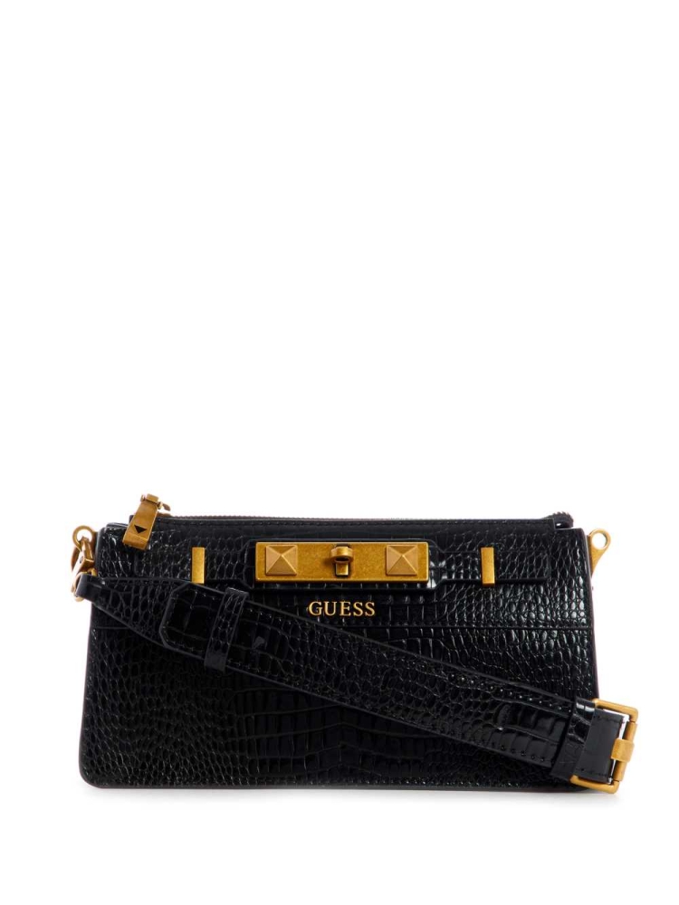 Black Women\'s GUESS Raffie Mini Crossbodies | USA14ZYSHI