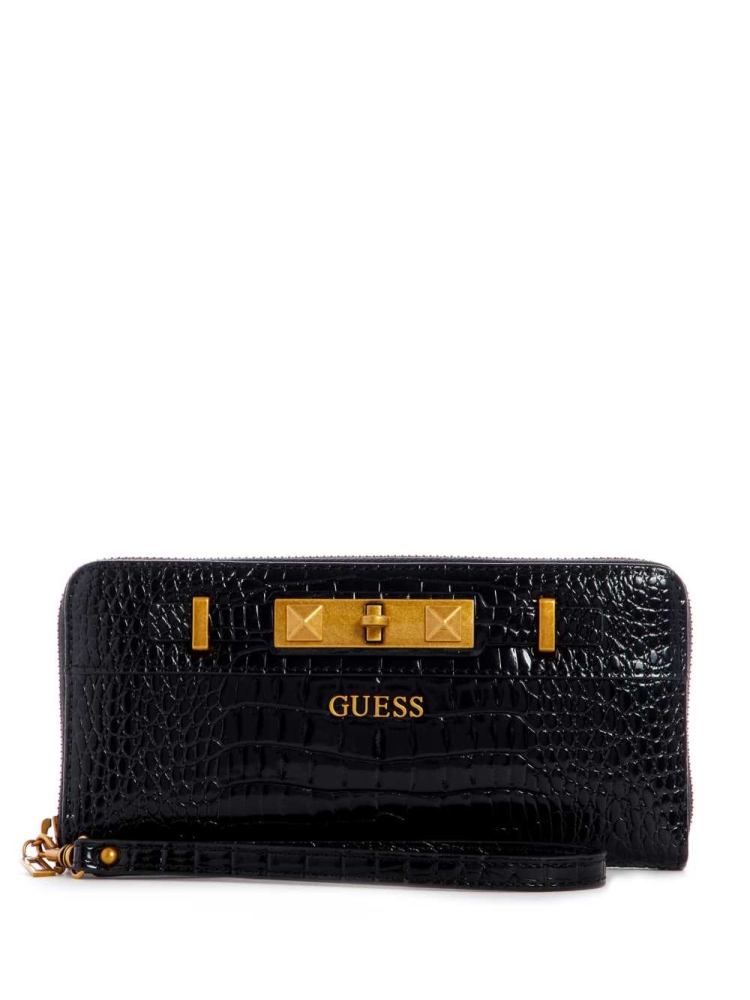 Black Women\'s GUESS Raffie Zip-Around Crossbodies | USA04IXSAH