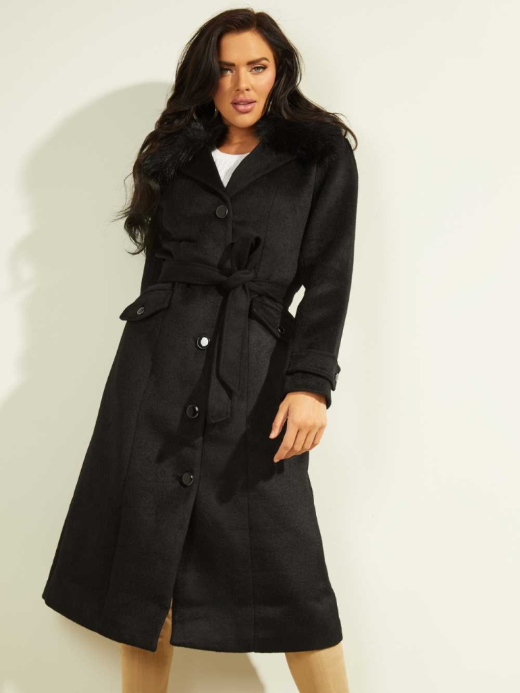 Black Women\'s GUESS Ruby Coats | USA61AGBHJ