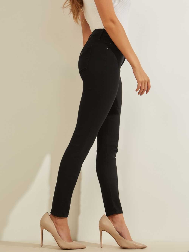 Black Women's GUESS Sexy Curve Mid-Rise Skinny Jeans | USA75WGFJI