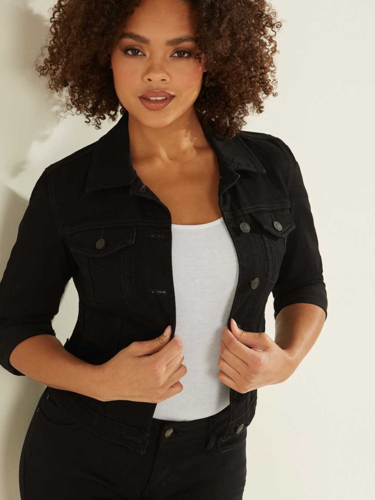 Black Women's GUESS Sexy Trucker Jackets | USA81MRZVT