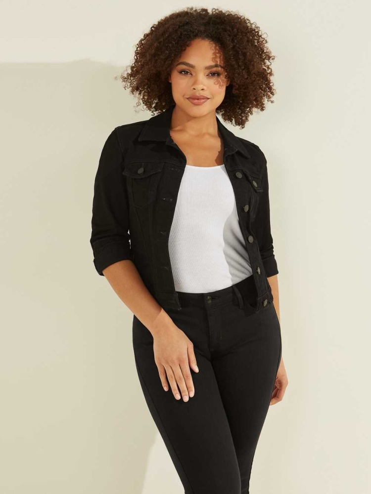 Black Women\'s GUESS Sexy Trucker Jackets | USA81MRZVT