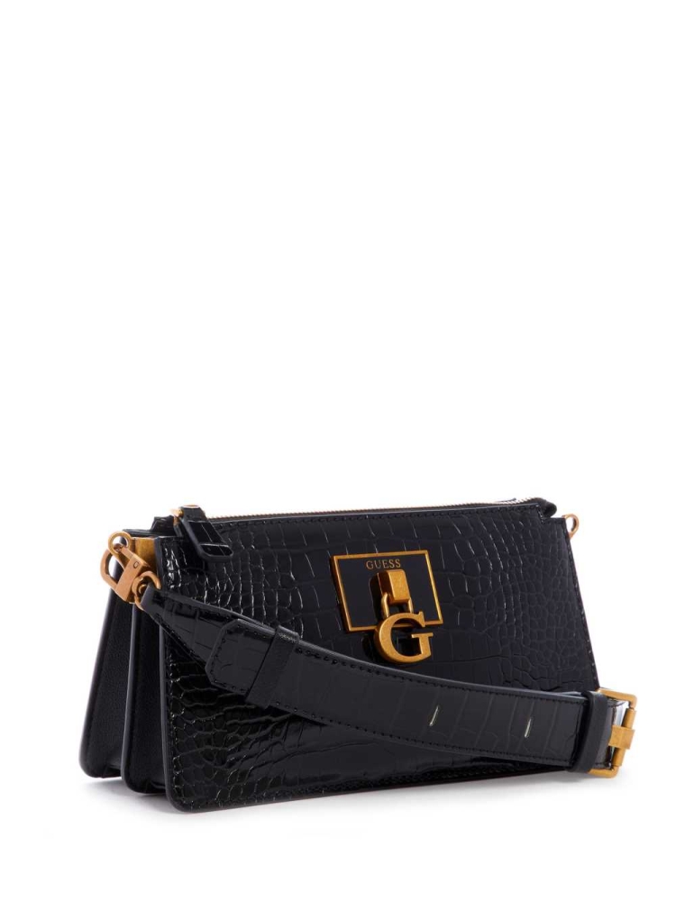 Black Women's GUESS Stephi Mini Crossbodies | USA24EYMQJ