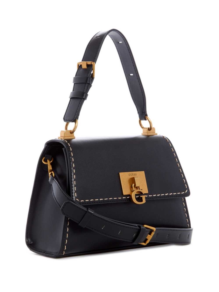 Black Women's GUESS Stephi Top-Handle Shoulder Bags | USA81WVBIY