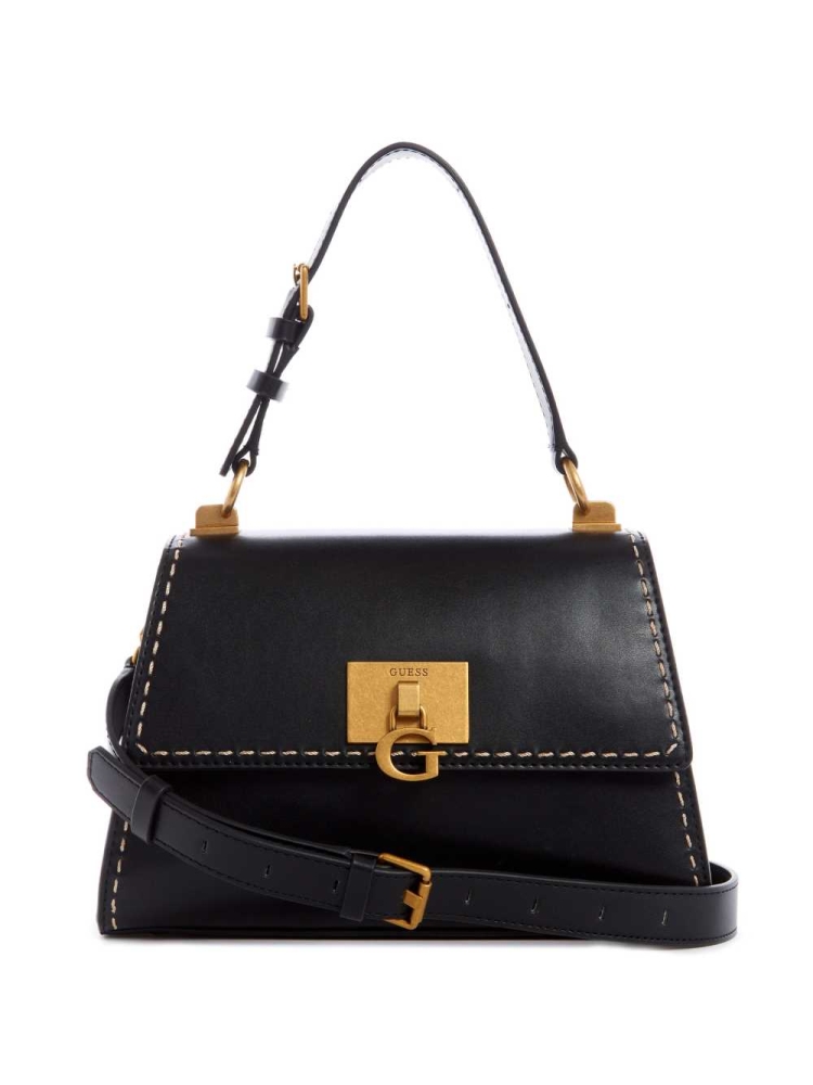 Black Women\'s GUESS Stephi Top-Handle Shoulder Bags | USA81WVBIY