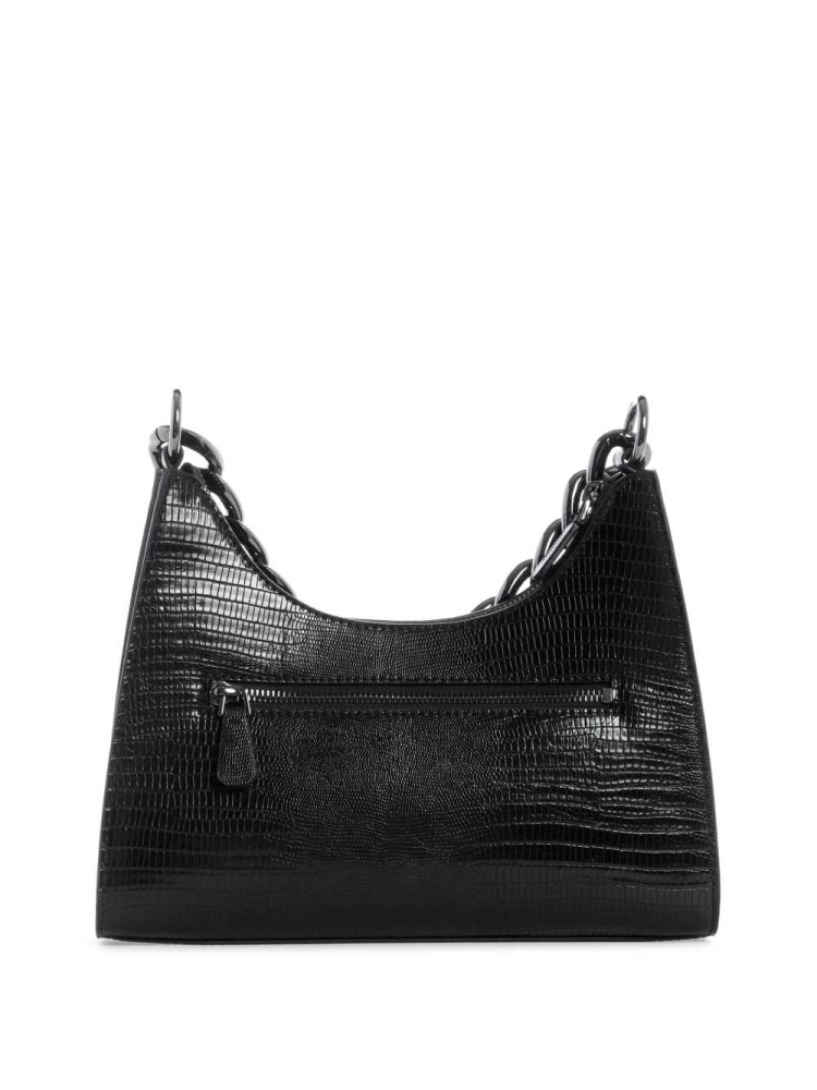 Black Women's GUESS Tullia Hobo Shoulder Bags | USA10YFKGT