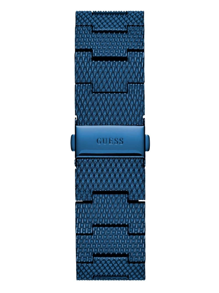 Blue Men's GUESS Blue Diamond Rectangular Watches | USA20VPLYU