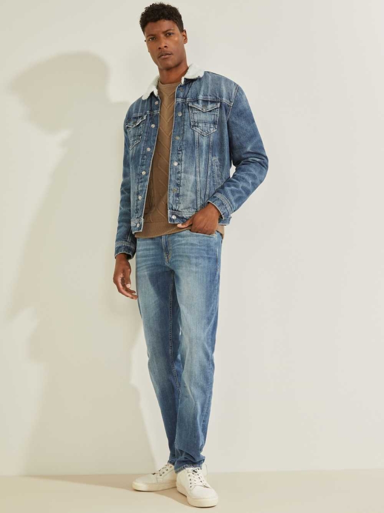 Blue Men's GUESS Eco Gale Denim Jackets | USA04CMZYV