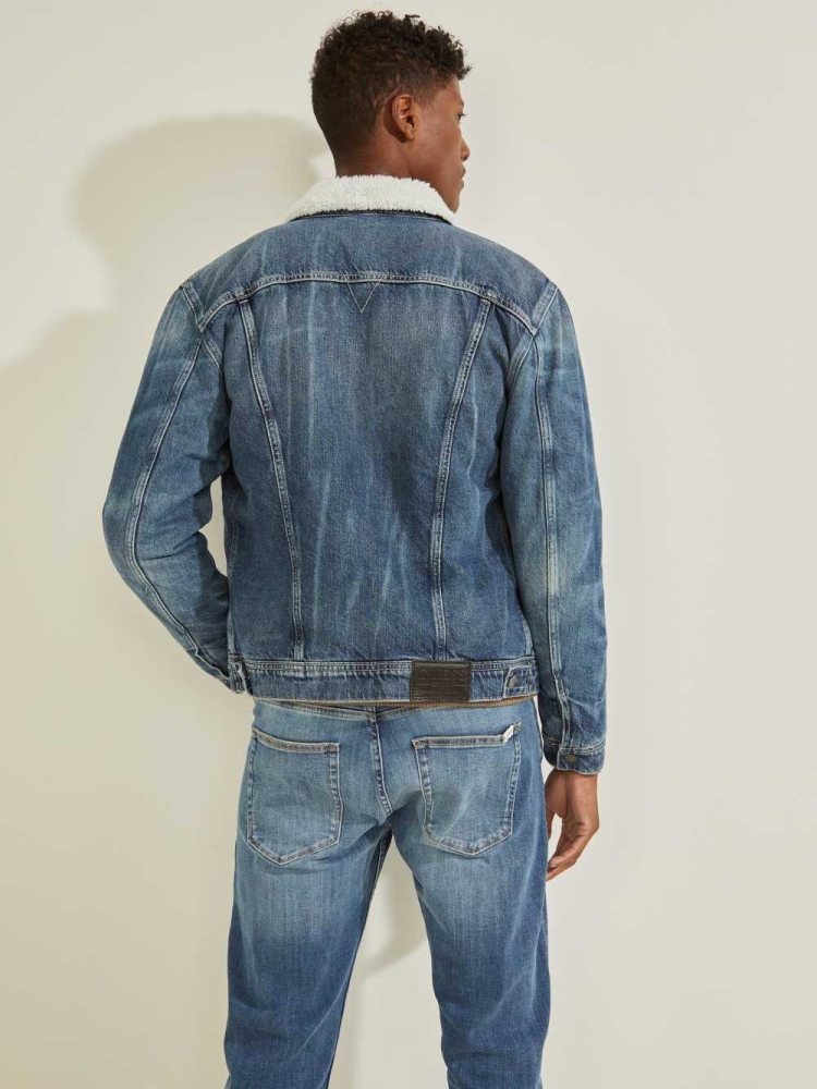 Blue Men's GUESS Eco Gale Denim Jackets | USA04CMZYV