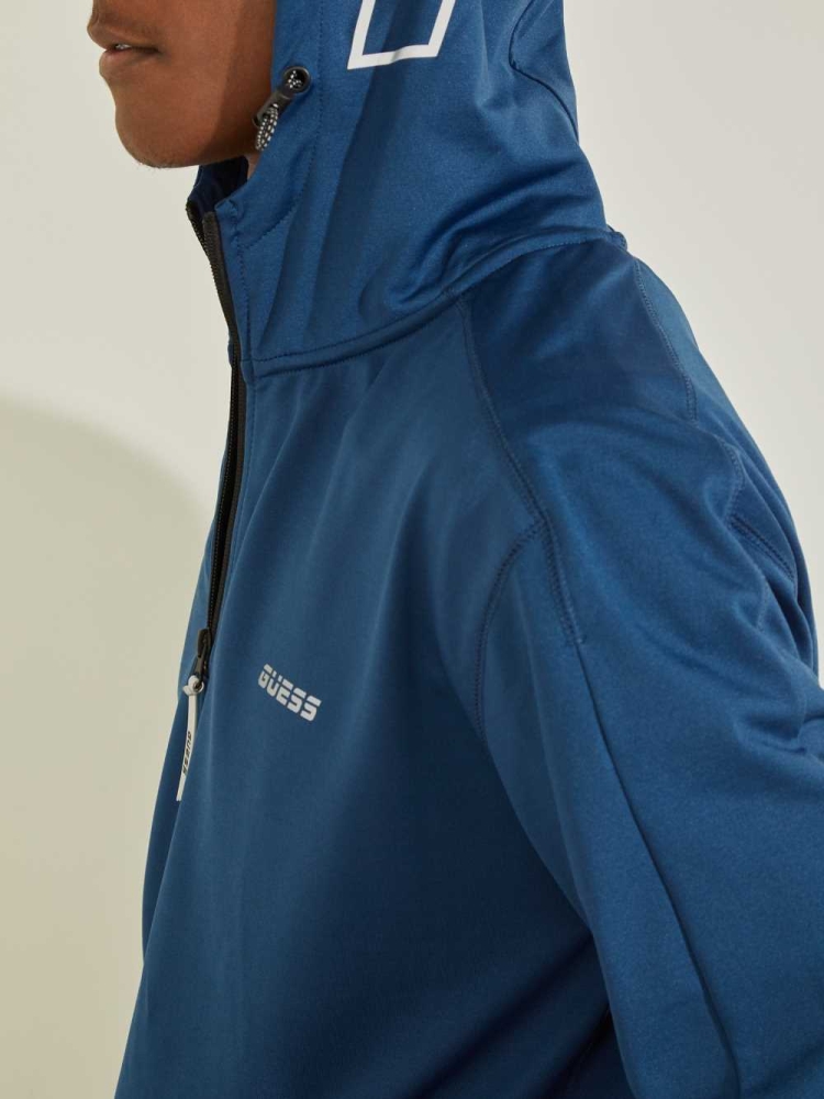 Blue Men's GUESS Eco Hal Hoodies | USA21JAYDZ