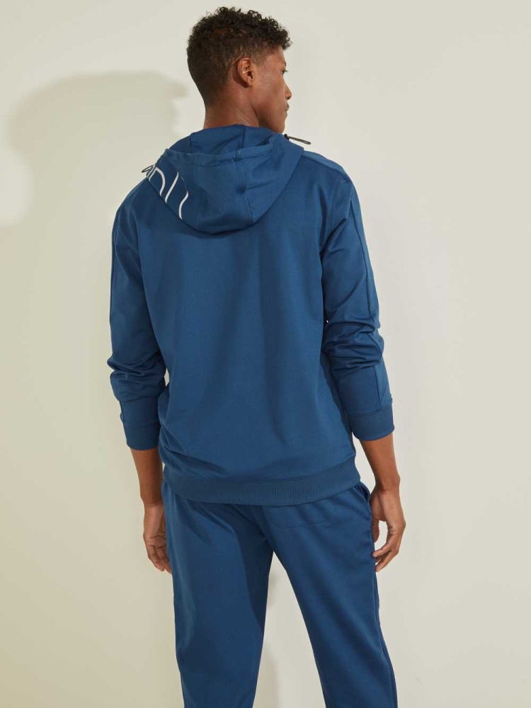 Blue Men's GUESS Eco Hal Hoodies | USA21JAYDZ