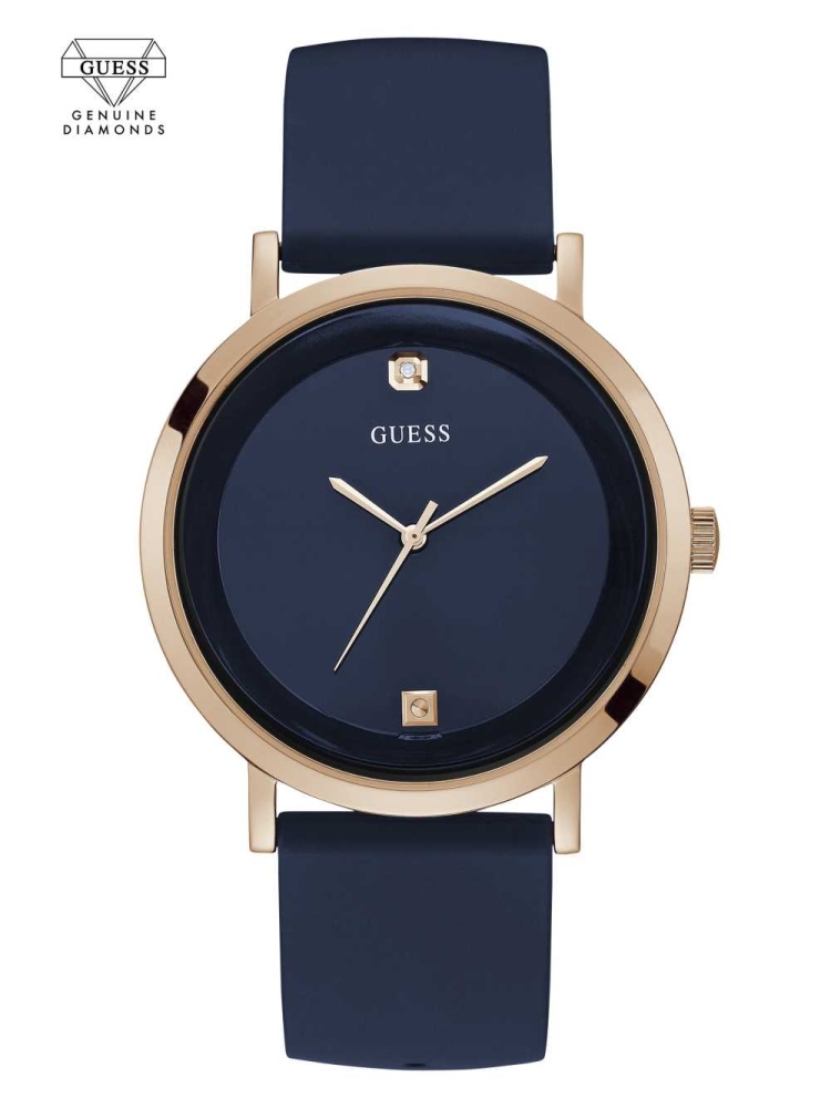 Blue Men\'s GUESS Navy and Rose Gold-Tone Analog Watches | USA62VSWBF