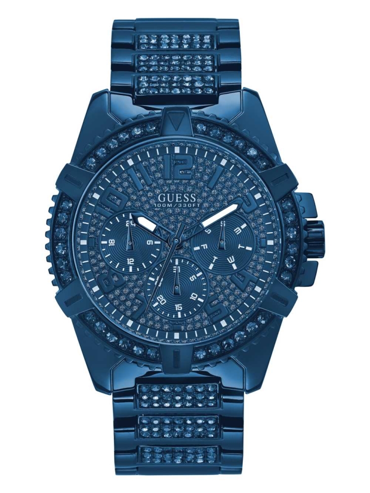 Blue Men\'s GUESS Sport Multifunction Watches | USA95UQPVL